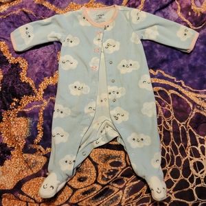 Carters Baby Girl Fleece Footed Baby Sleeper Pajamas 3 Months Smiling Clouds
